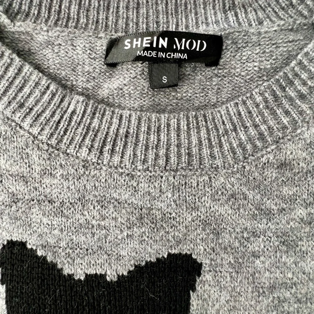 Cat Pattern Drop Shoulder Sweater - Picture 7 of 8